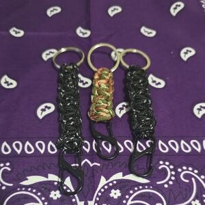 Paracord Keychain Set - Black & Camo Accent